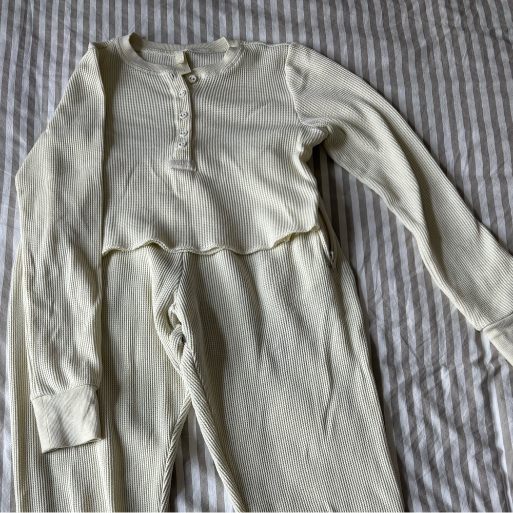 Skims waffle henley top